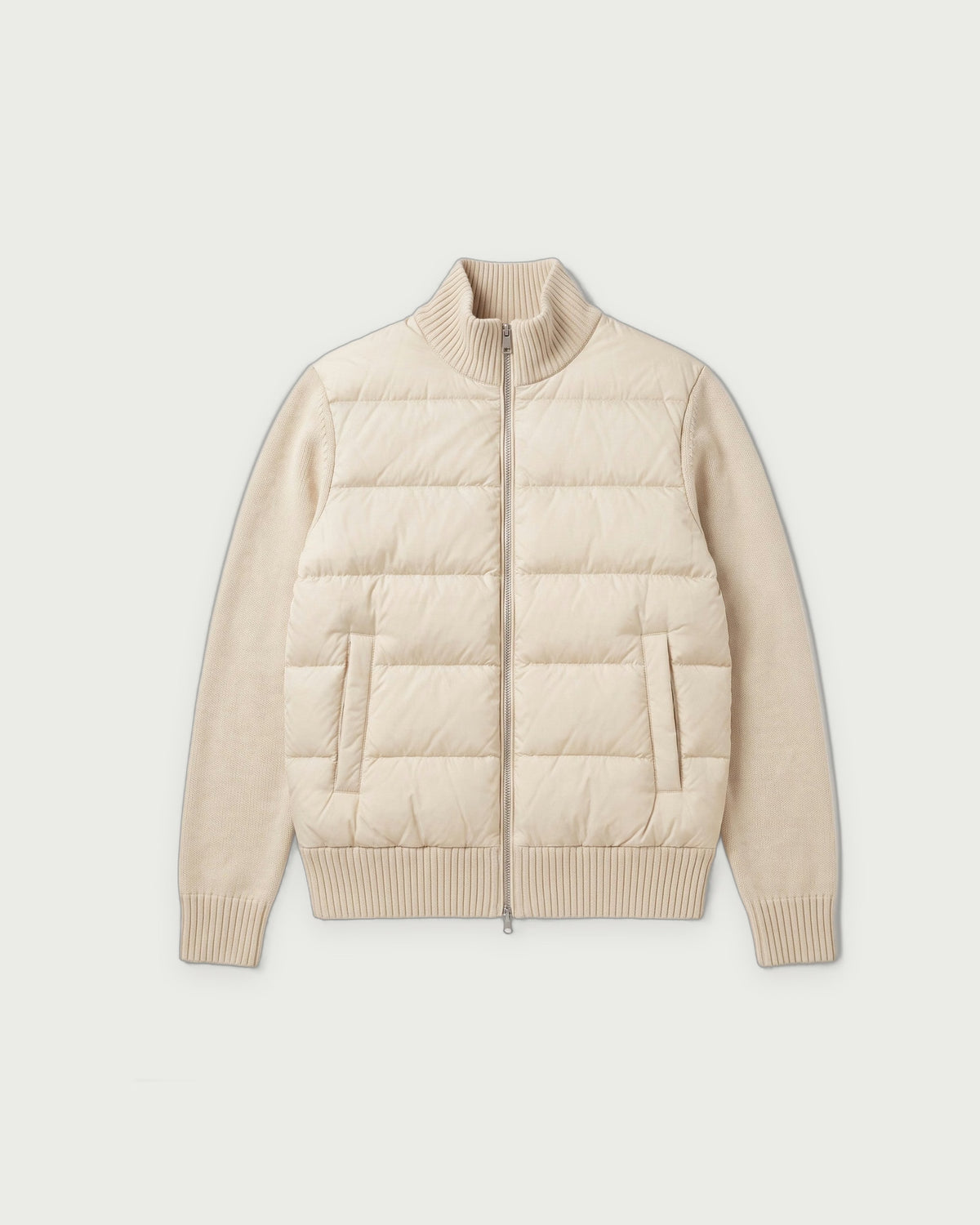 Romimi Padded Cardigan in Cream Beige, adult product shot, front view