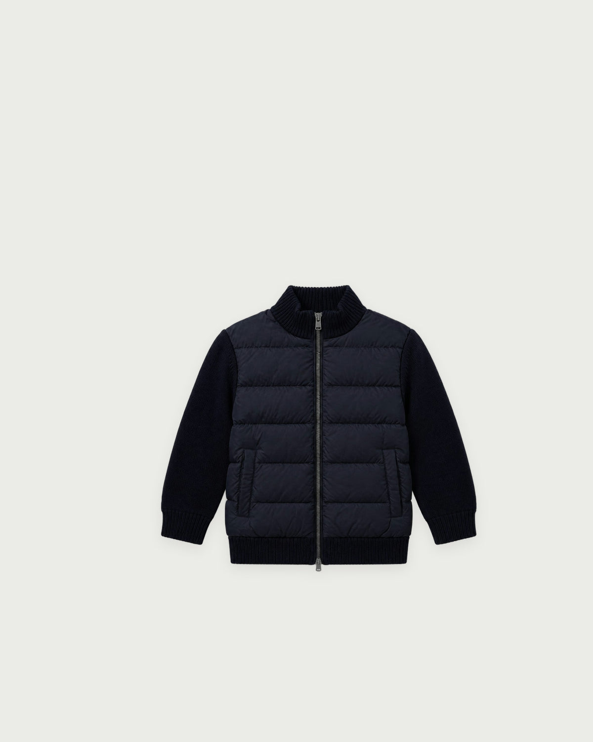 Romimi Padded Cardigan in Midnight Blue, kids product shot, front view
