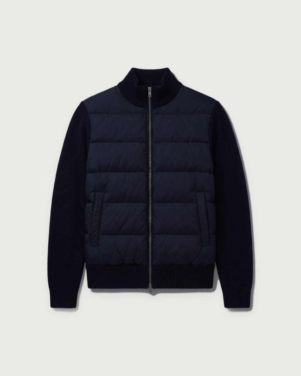 Romimi Padded Cardigan in Midnight Blue, adult product shot, front view