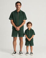 Father and son wearing the Romimi Paul Drawcord Shorts