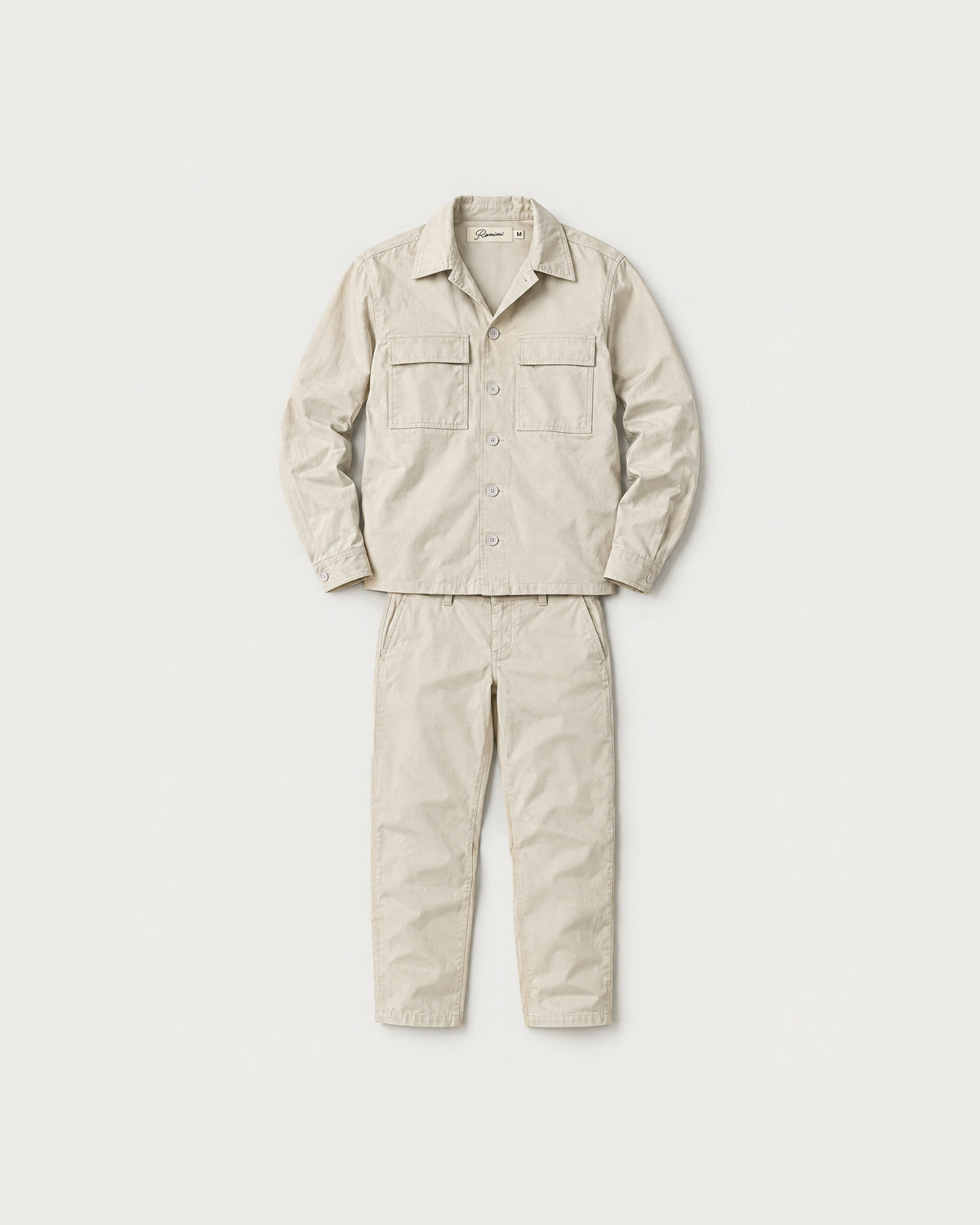 Romimi Relaxed Tech Suit in Beige, front view