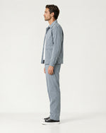 Romimi Relaxed Tech Suit in Sky Blue, side view, worn