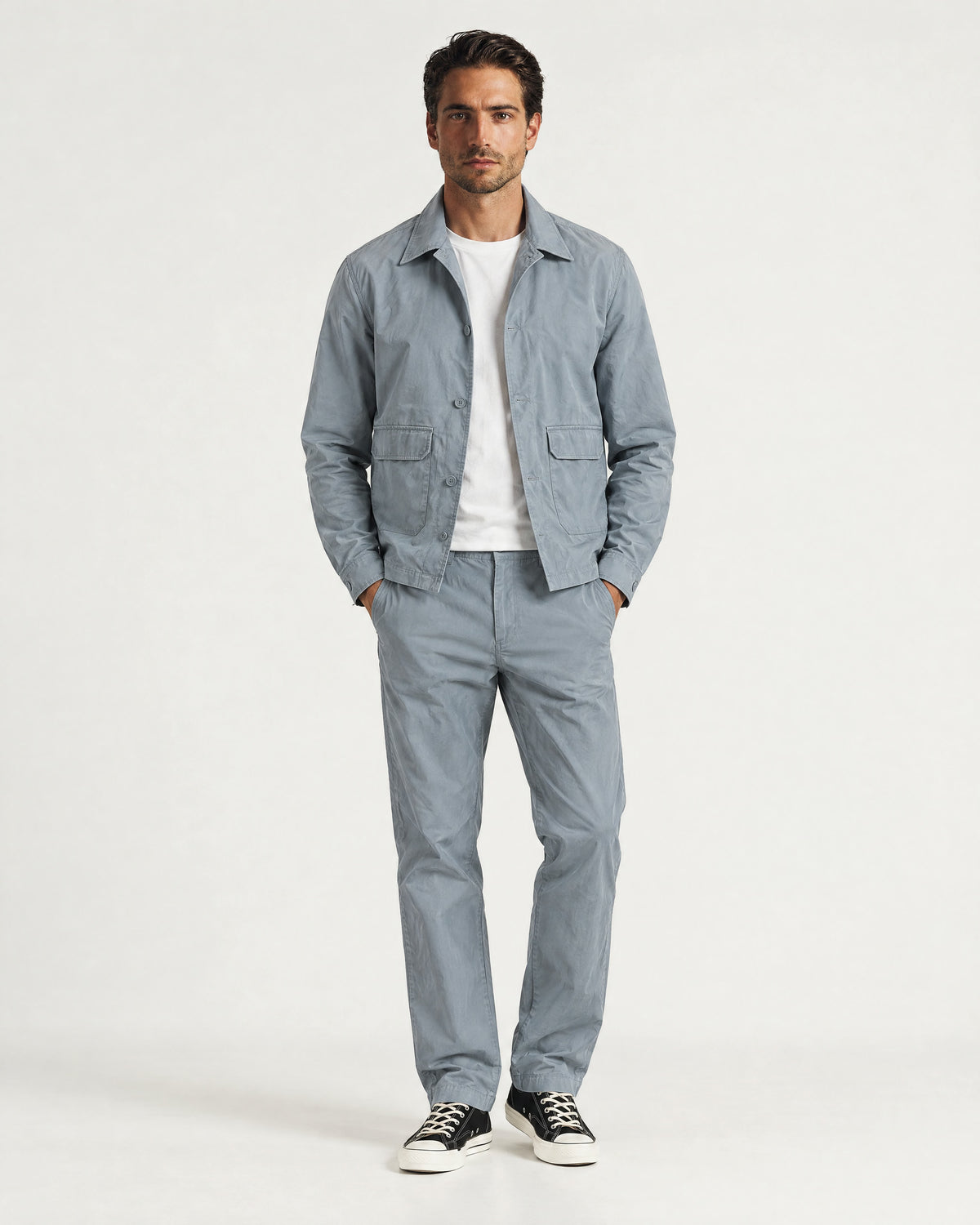 Romimi Relaxed Tech Suit in Sky Blue, worn
