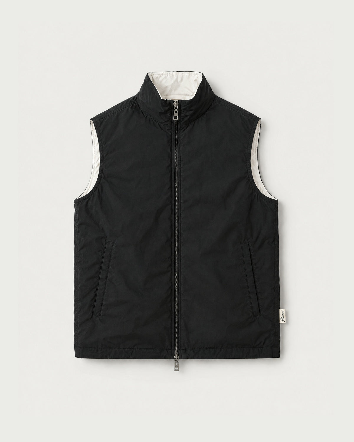 Romimi Reversible Windbreaker Gilet in Black, front view