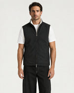 Romimi Reversible Windbreaker Gilet in Black, worn