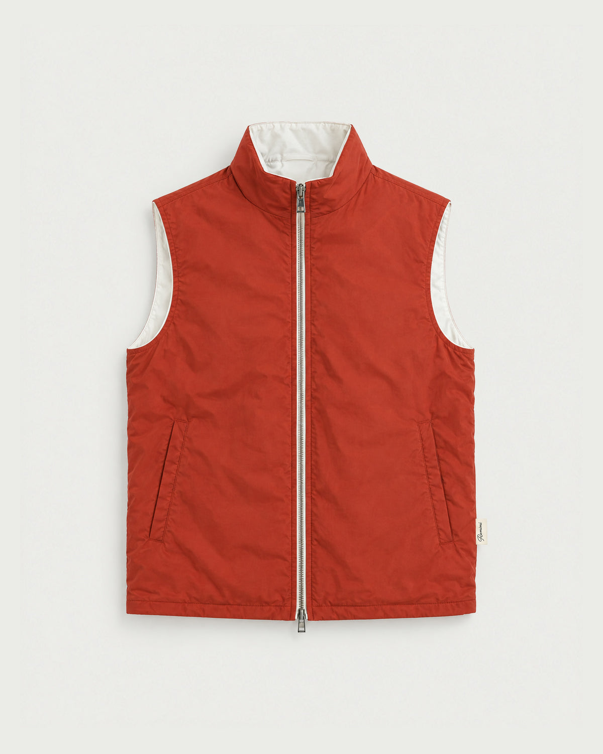 Romimi Reversible Windbreaker Gilet in Brick, front view