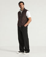 Romimi Reverso Gilet in Brown, full length, worn