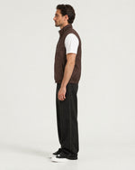 Romimi Reverso Gilet in Brown, side view, worn