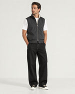 Romimi Reverso Gilet in Charcoal, full length, worn