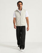 Romimi Reverso Gilet in Cream, full length, worn