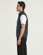 Romimi Reverso Gilet in Navy, side view, worn
