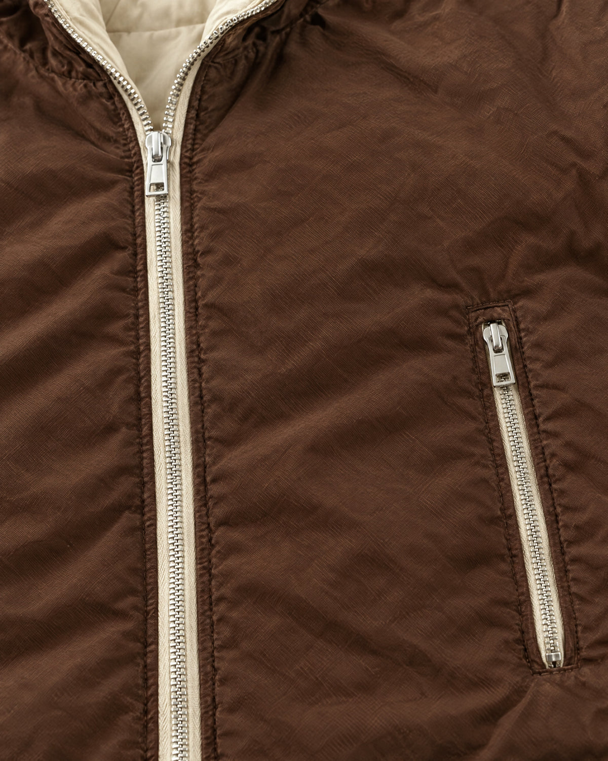 Romimi Reverso Jacket in Brown, fabric close-up