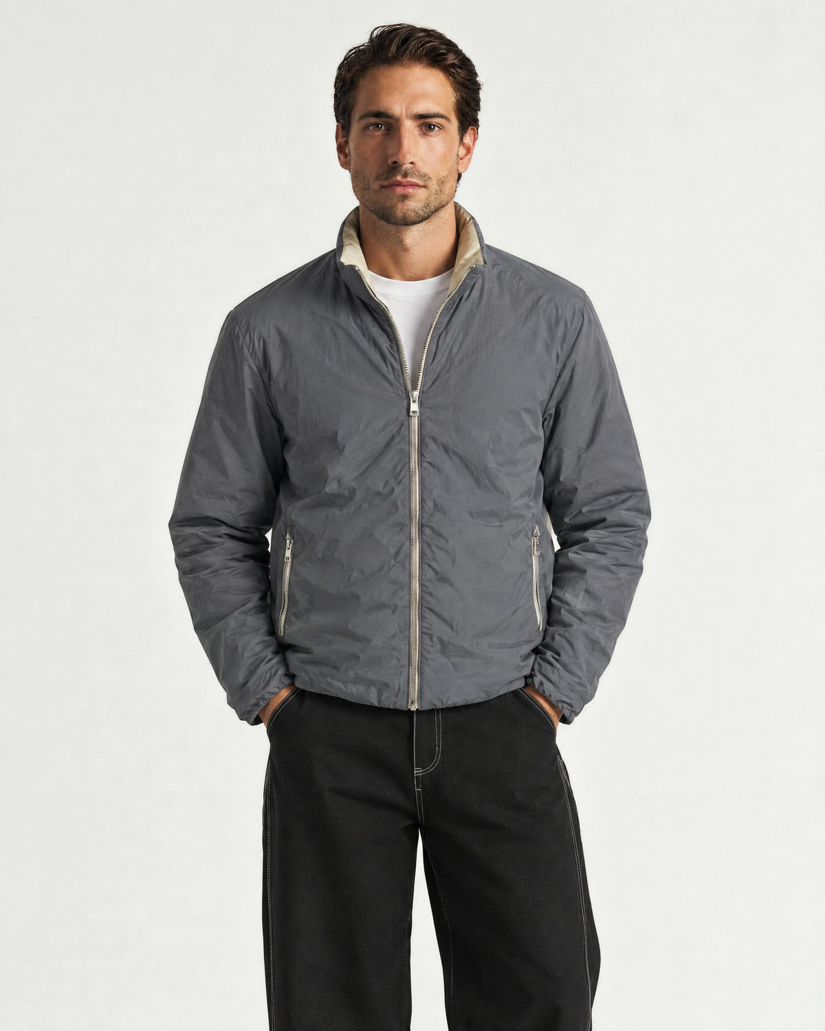 Romimi Reverso Jacket in Grey, worn