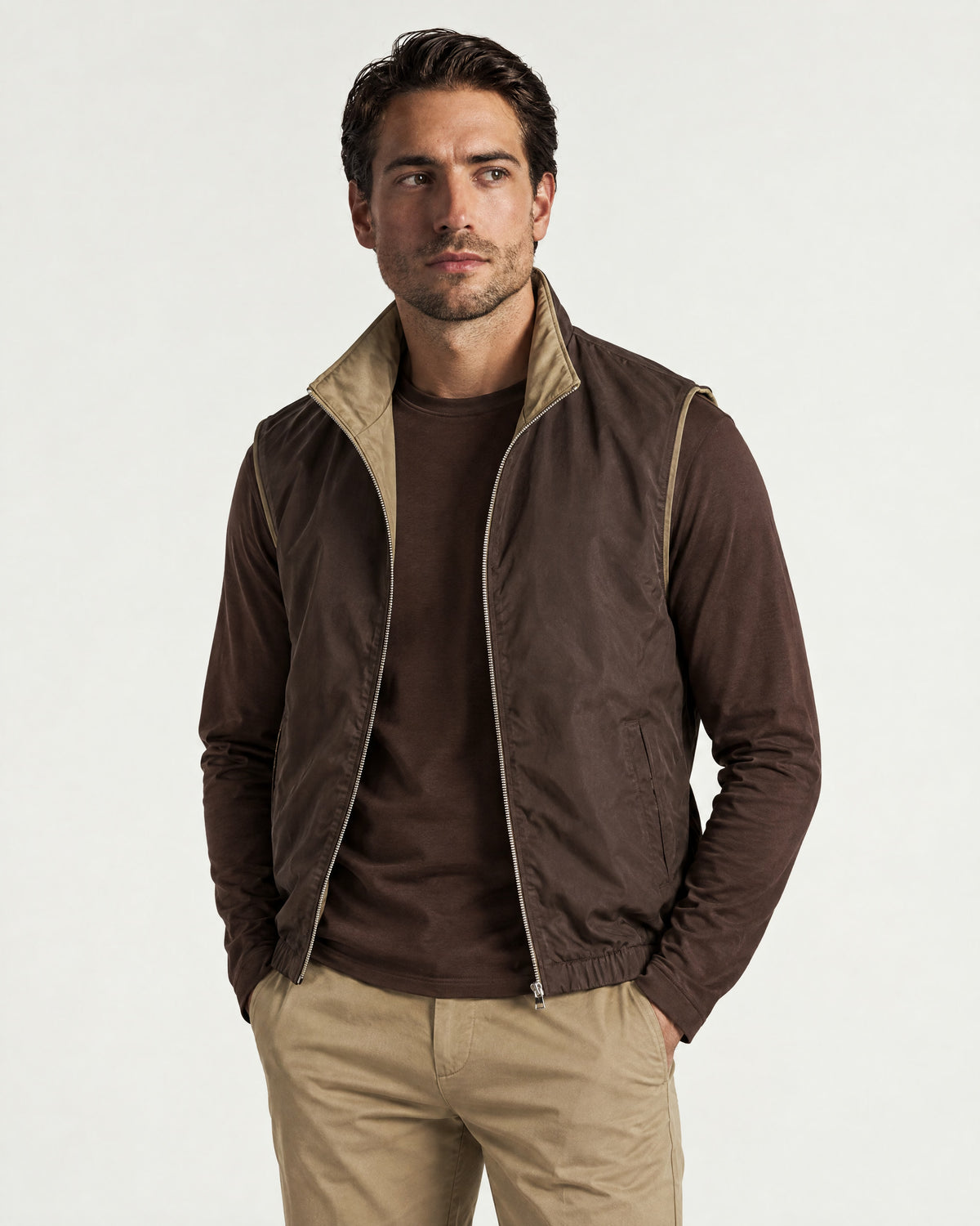 Romimi Reverso Set in Brown / Camel, full length, worn