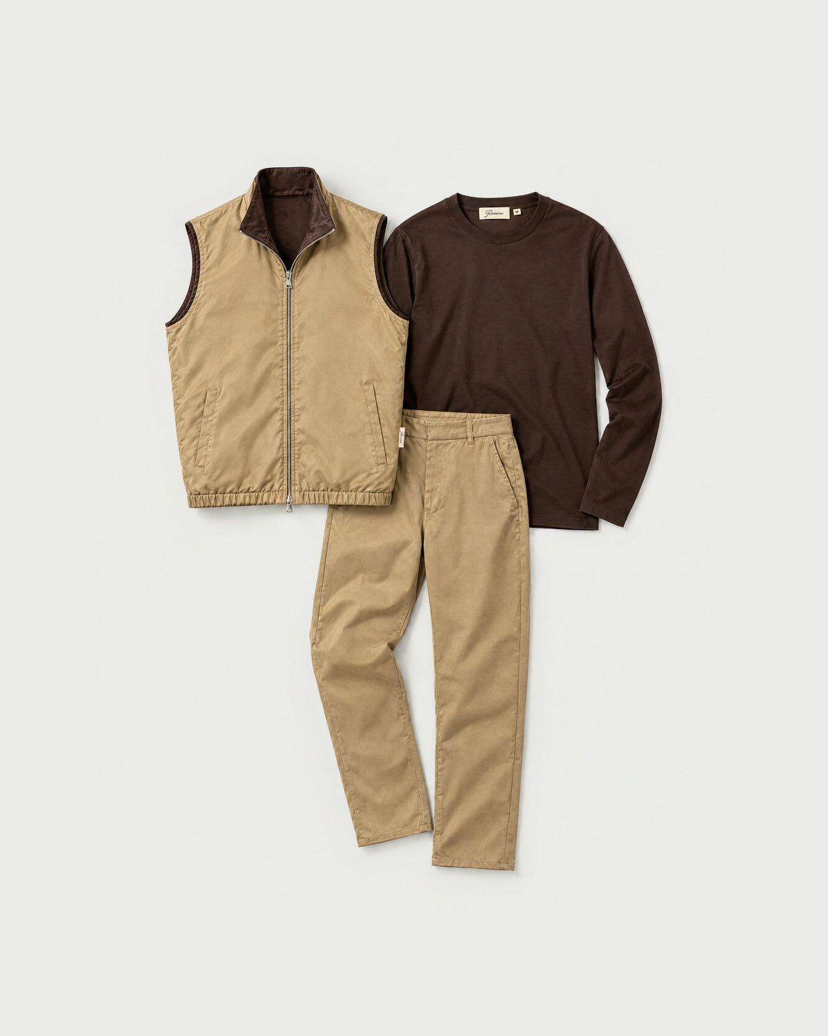 Romimi Reverso Set in Brown / Camel, reversible side