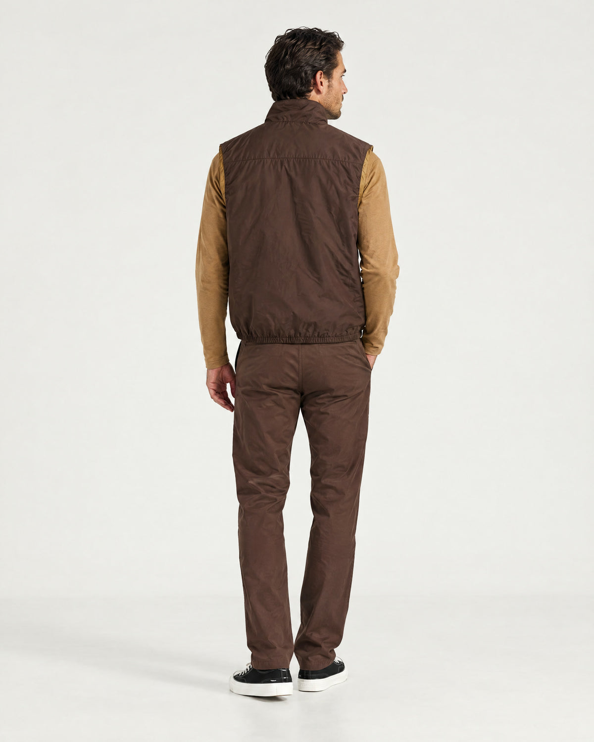 Romimi Reverso Set in Brown / Camel Tee, back view, worn