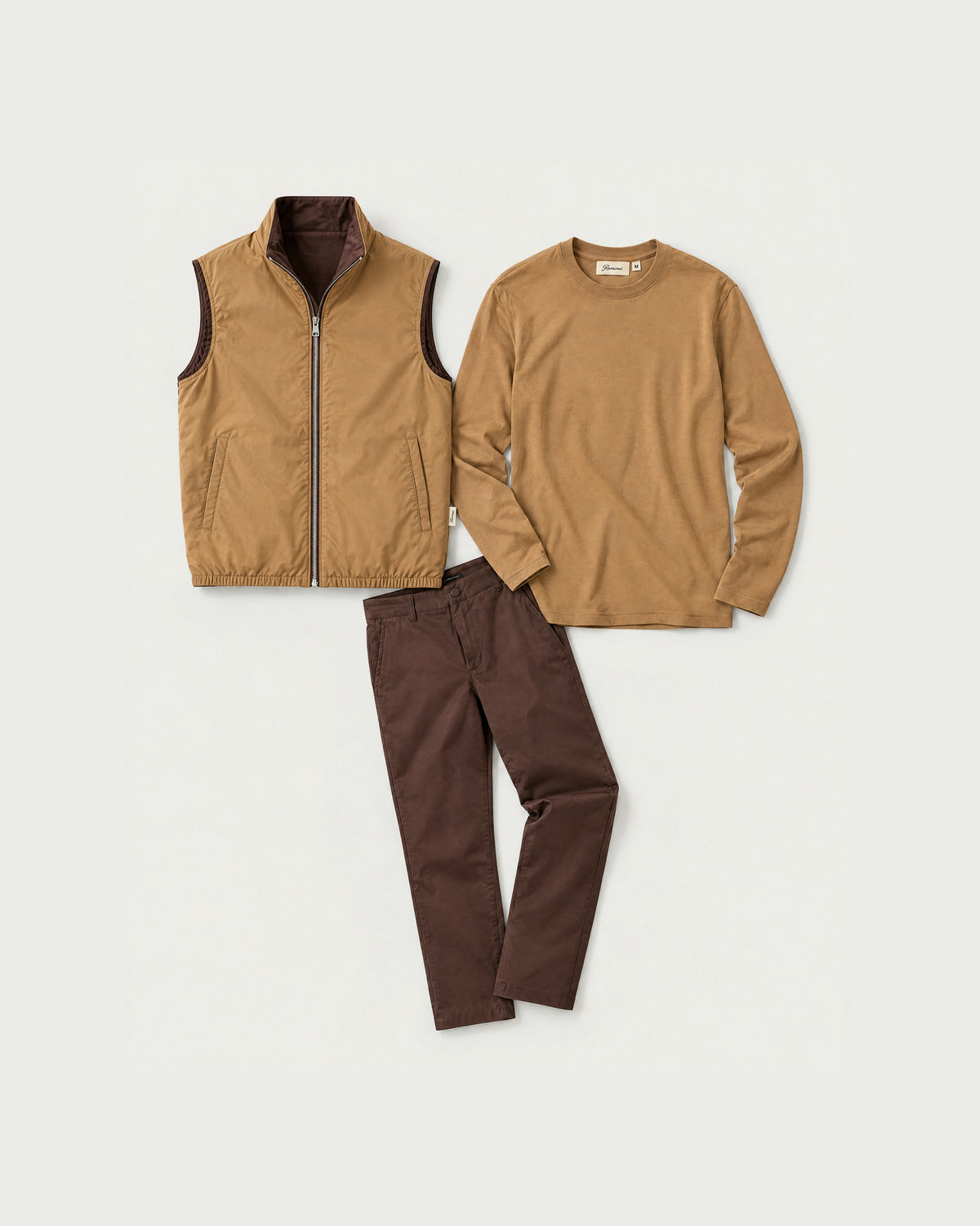 Romimi Reverso Set in Brown / Camel Tee, reversible side