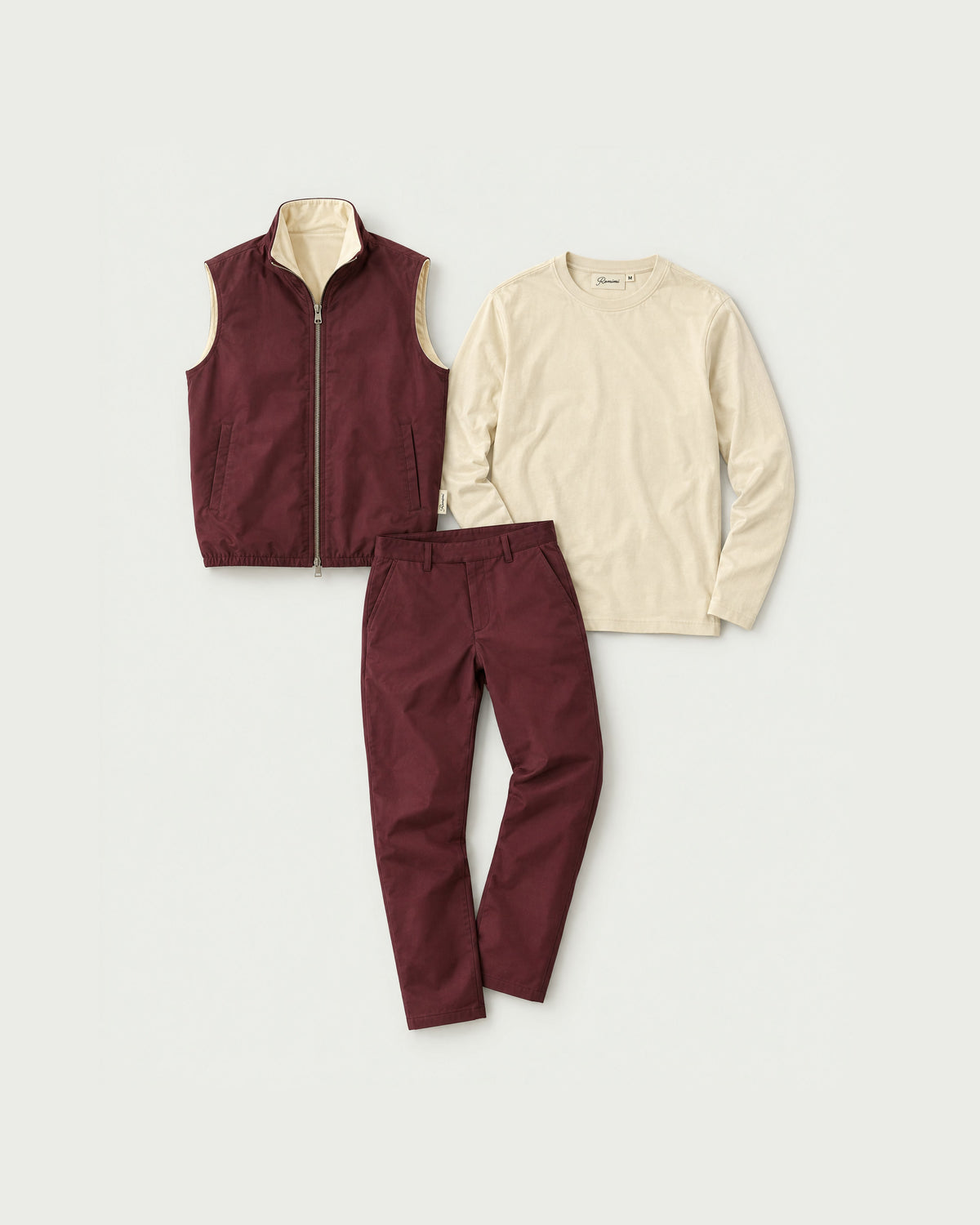 Romimi Reverso Set in Burgundy / Cream, front view