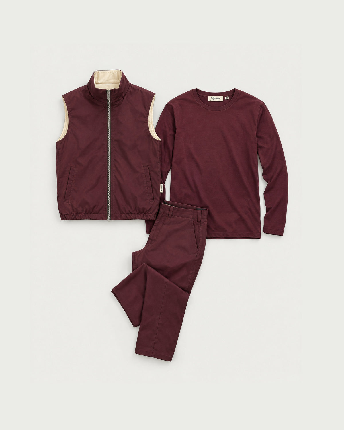 Romimi Reverso Set in Burgundy, front view