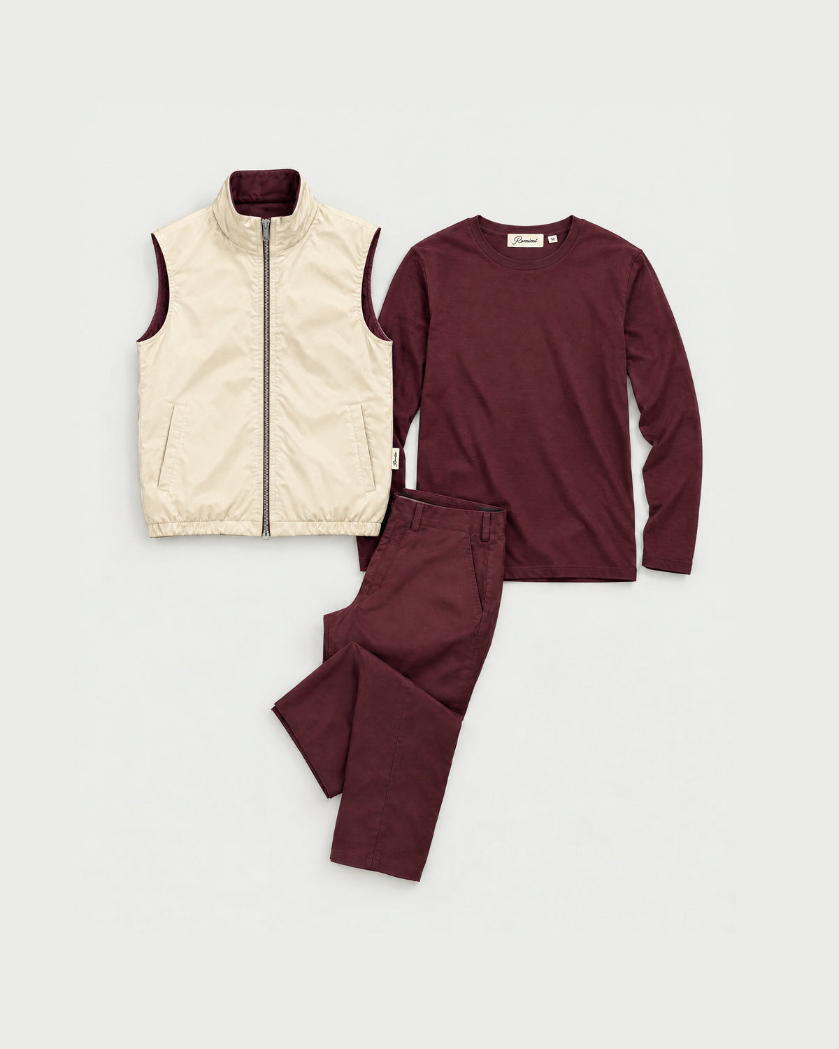 Romimi Reverso Set in Burgundy, reversible side