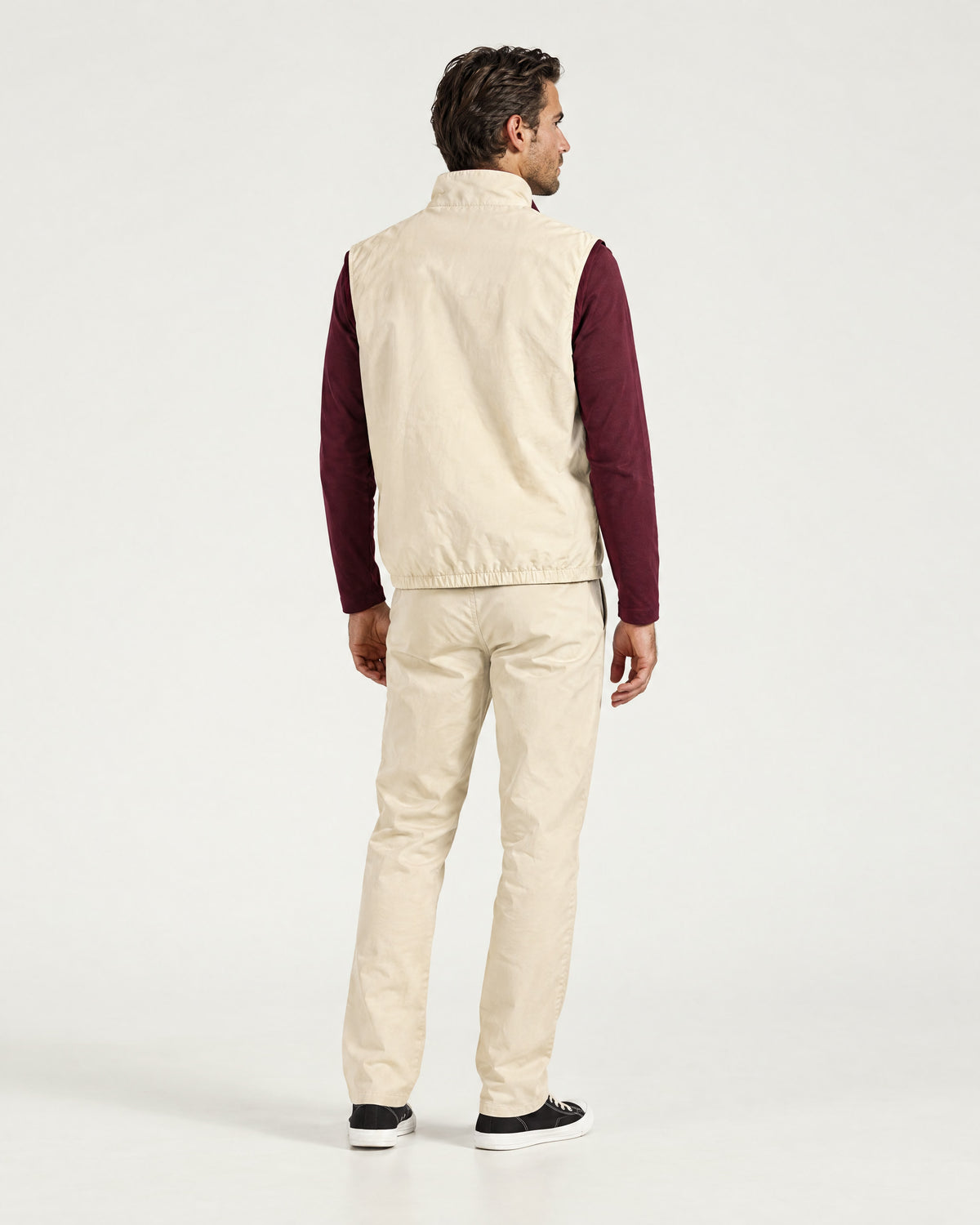 Romimi Reverso Set in Cream / Burgundy, back view, worn