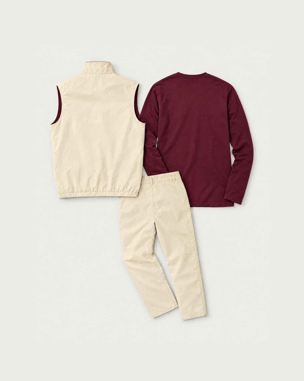 Romimi Reverso Set in Cream / Burgundy, back view