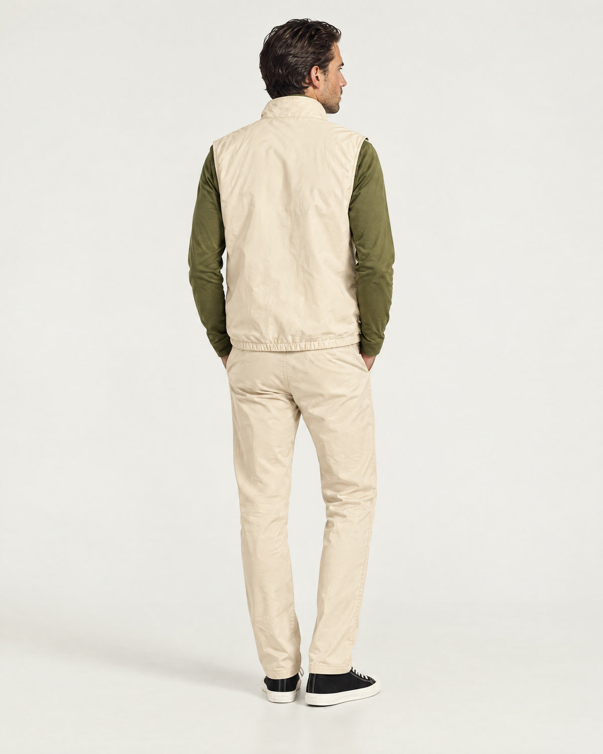 Romimi Reverso Set in Cream / Olive, back view, worn