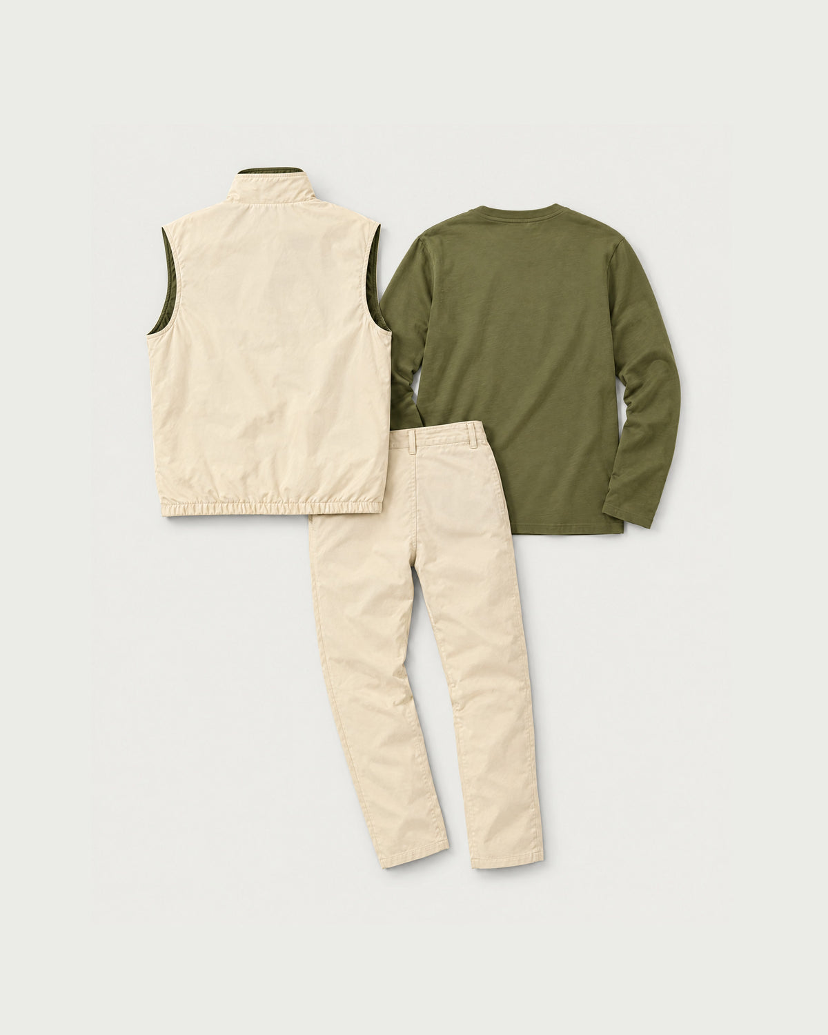 Romimi Reverso Set in Cream / Olive, back view