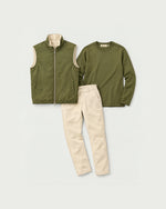 Romimi Reverso Set in Cream / Olive, reversible side