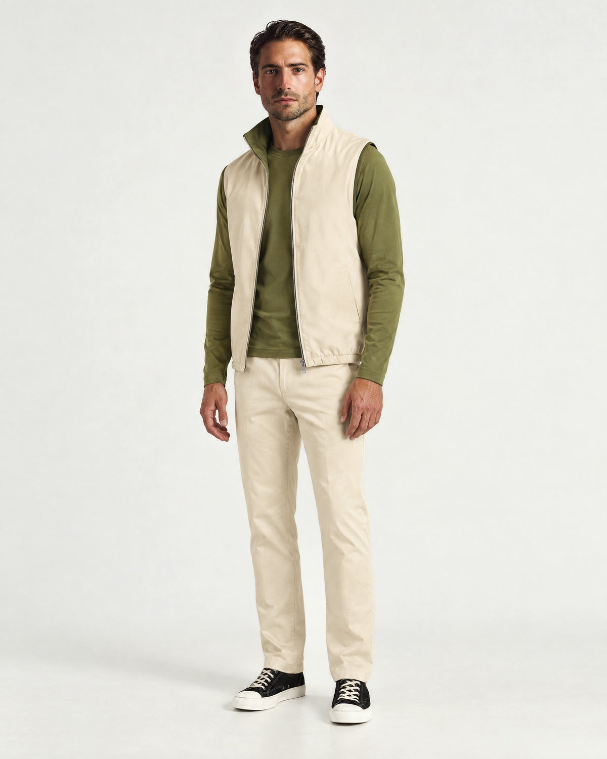 Romimi Reverso Set in Cream / Olive, worn