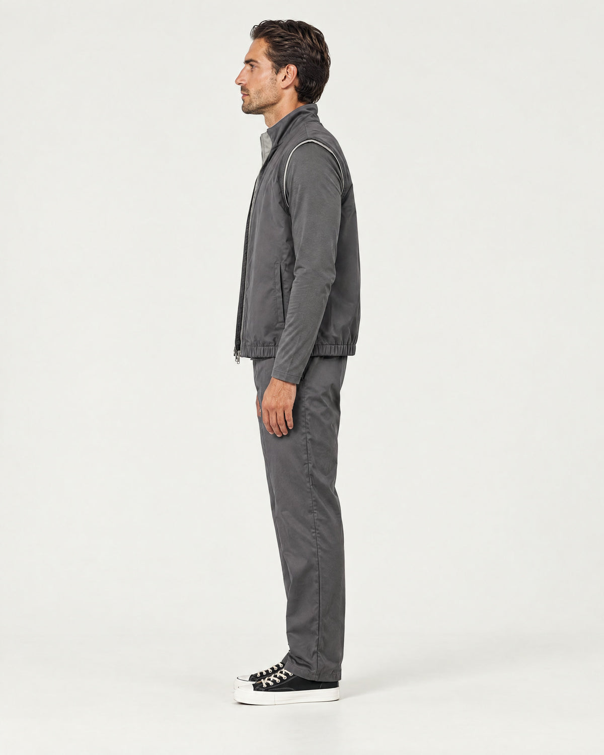Romimi Reverso Set in Grey, side view, worn