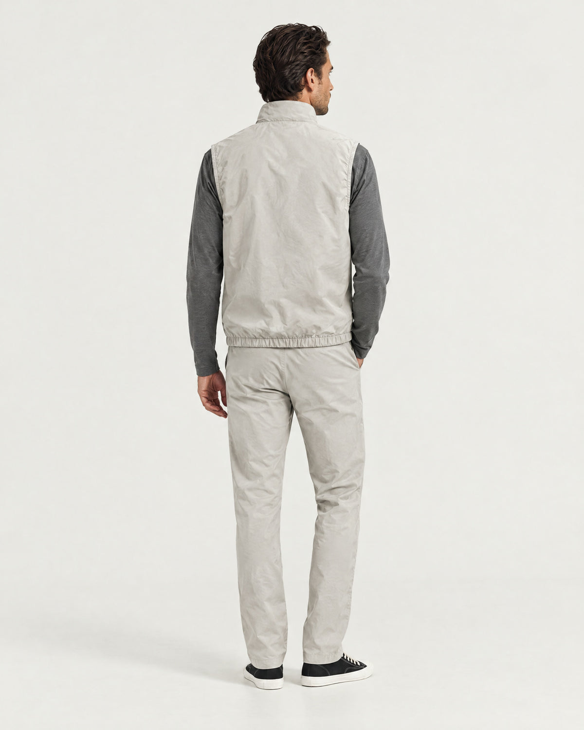 Romimi Reverso Set in Light Grey / Grey, back view, worn