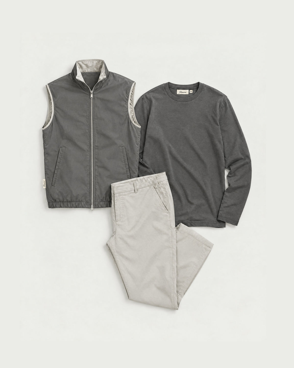Romimi Reverso Set in Light Grey / Grey, reversible side