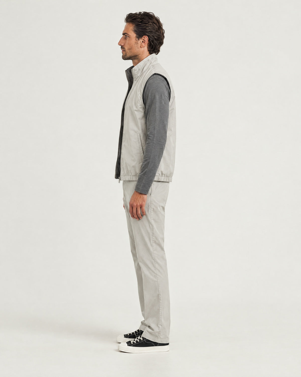 Romimi Reverso Set in Light Grey / Grey, side view, worn