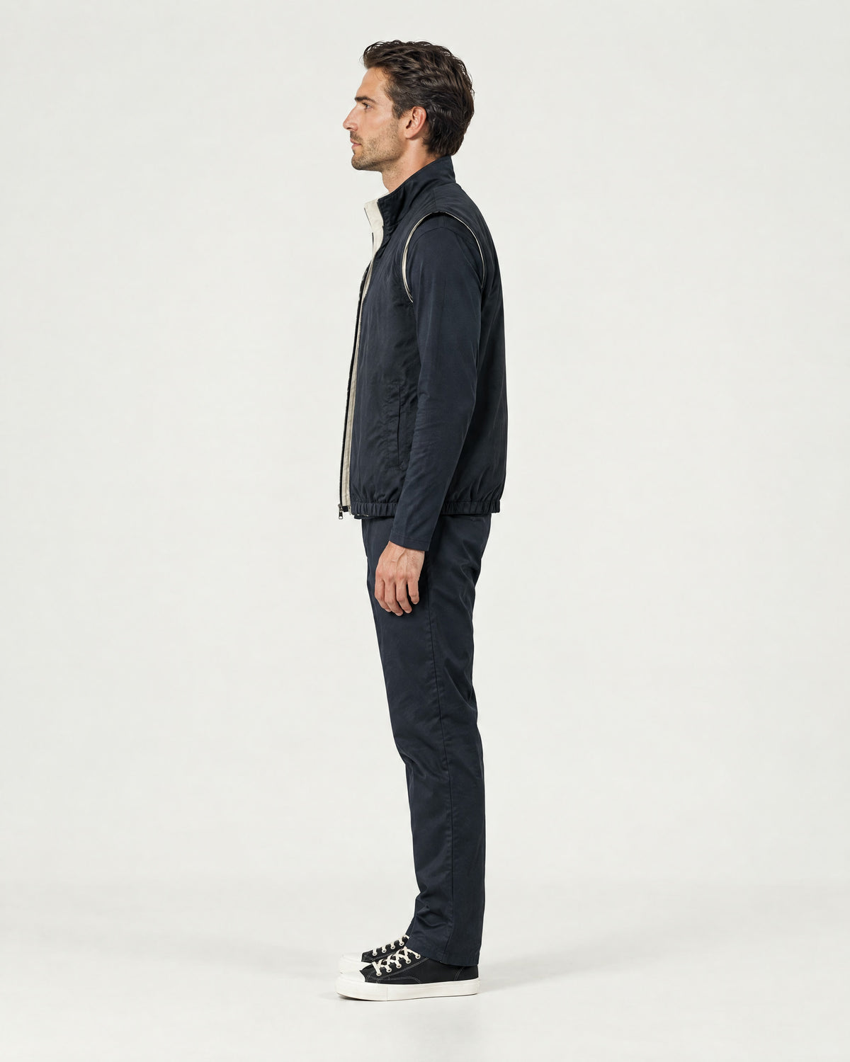 Romimi Reverso Set in Navy, side view, worn