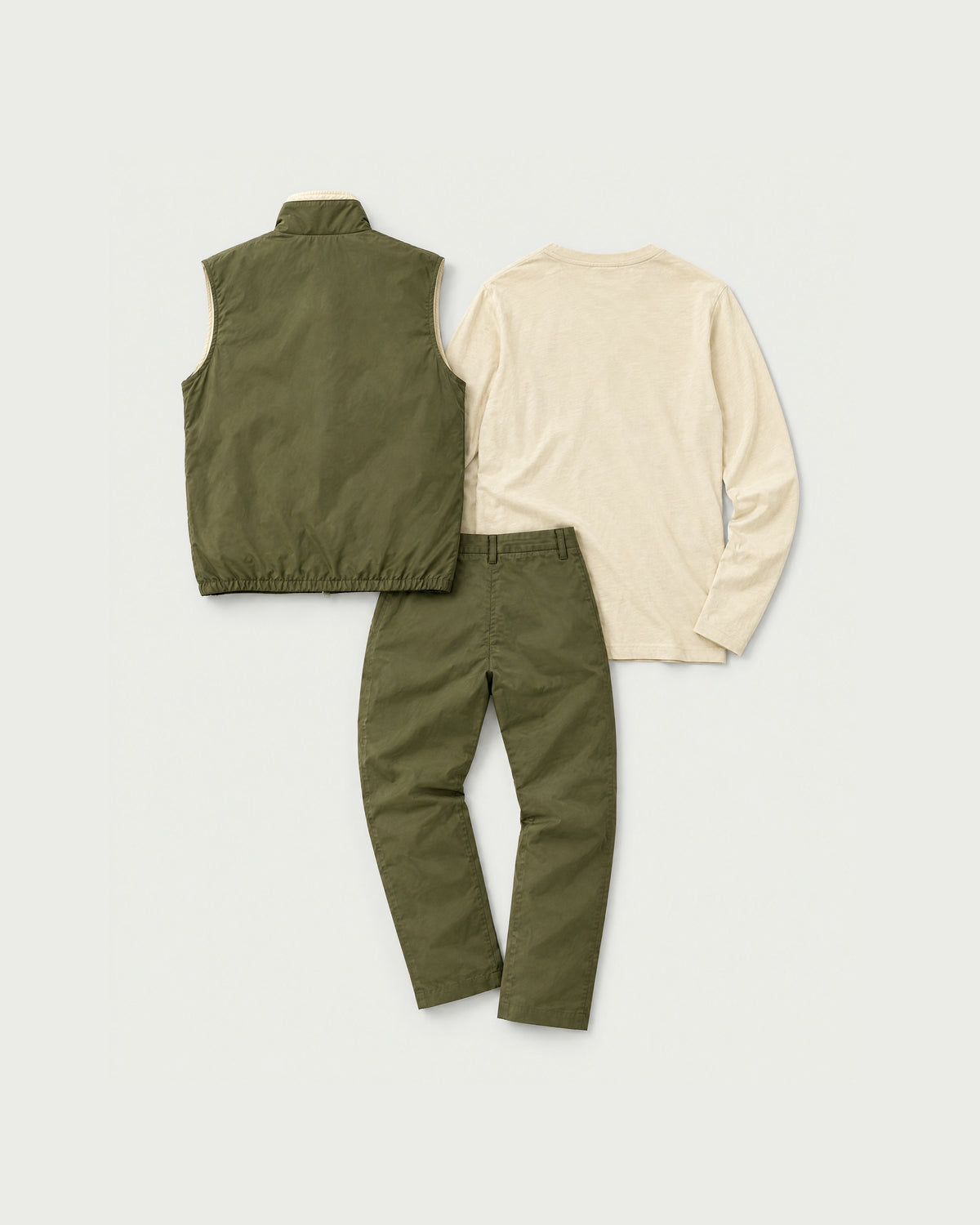 Romimi Reverso Set in Olive / Cream, back view