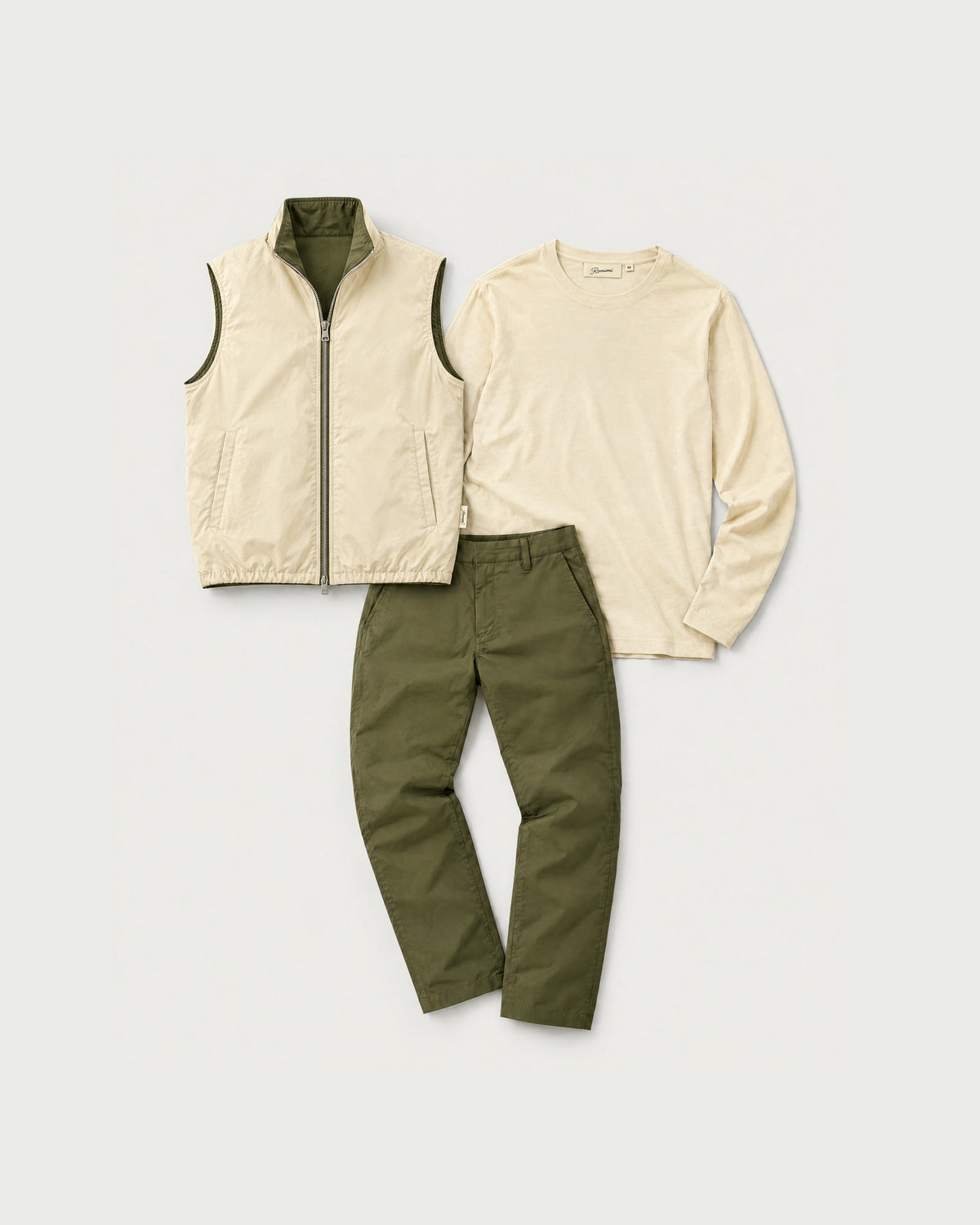 Romimi Reverso Set in Olive / Cream, reversible side