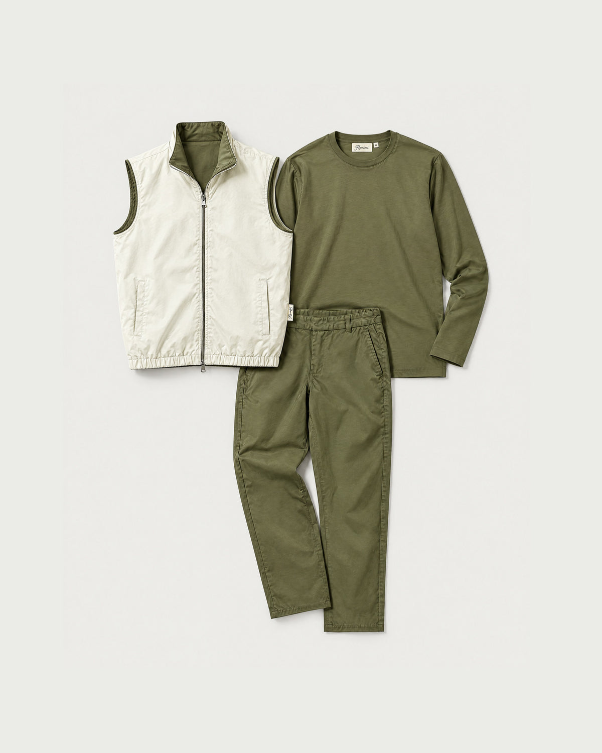 Romimi Reverso Set in Olive, reversible side