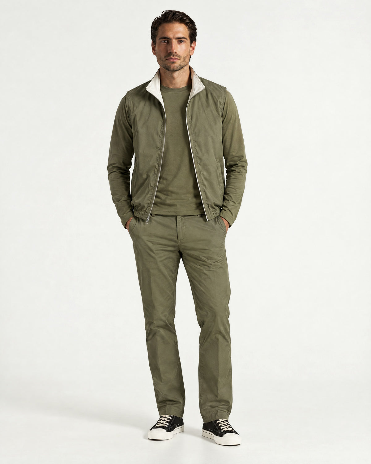 Romimi Reverso Set in Olive, worn