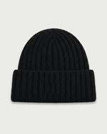 Romimi rib-knit beanie in black, back view