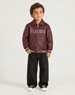Little boy wearing the Romimi Signature Classic Bombers, front view