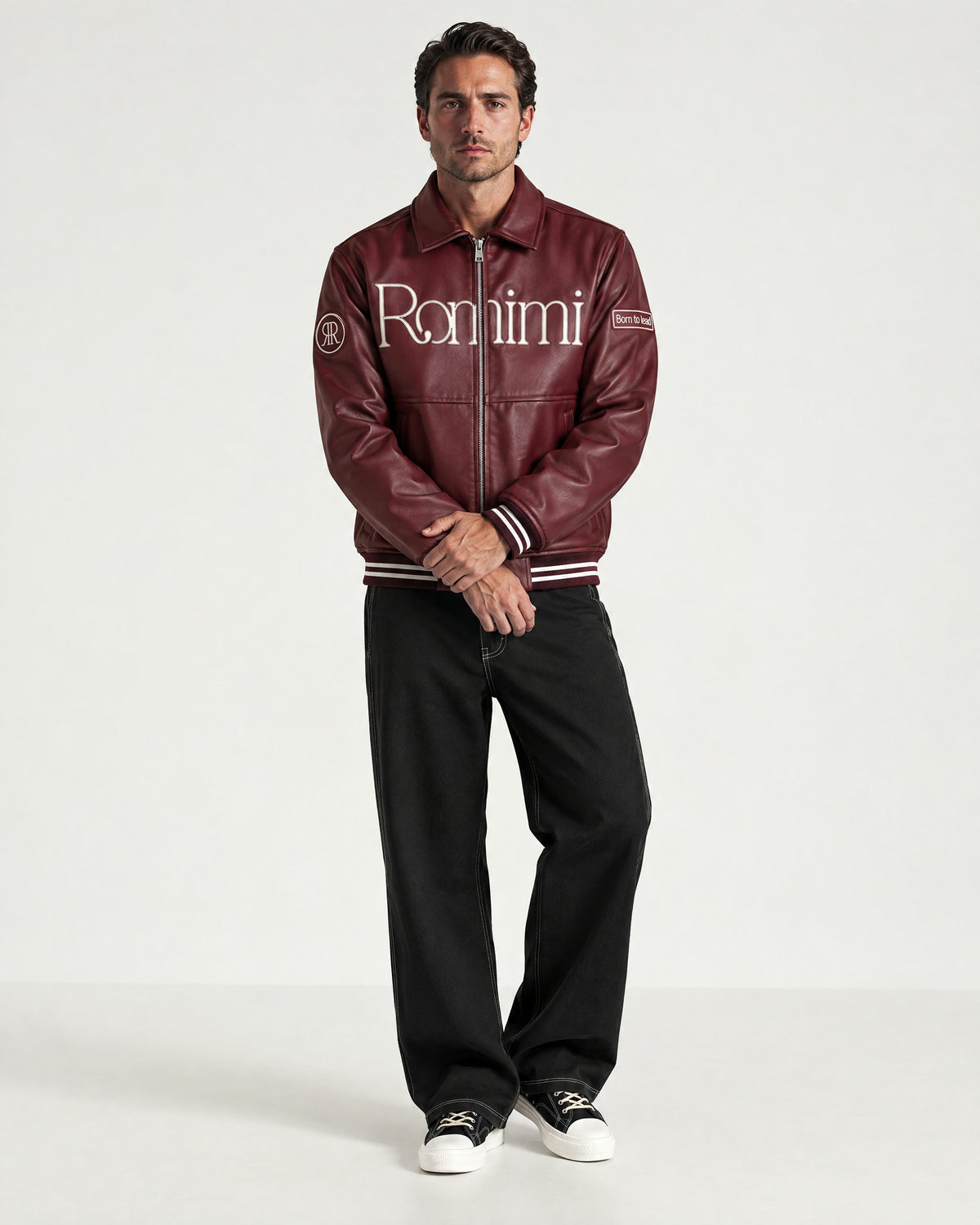 Man wearing the Romimi Signature Classic Bombers, full length
