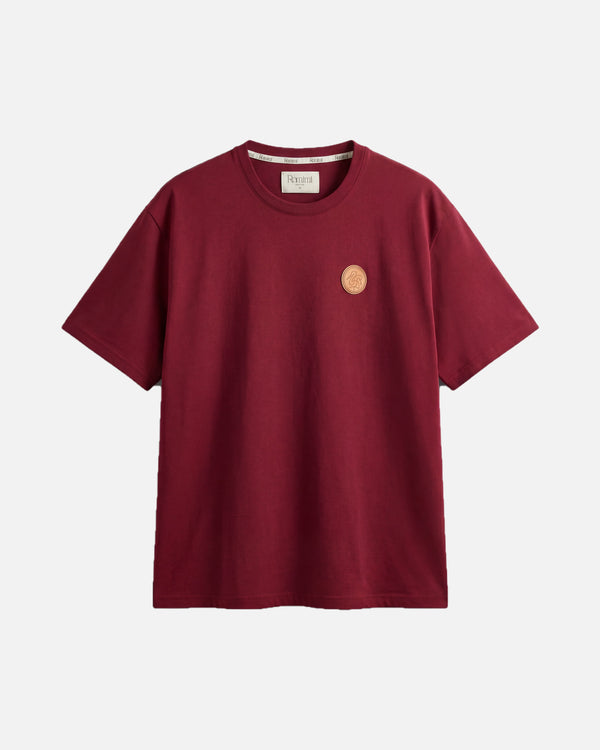 Romimi Signature Crest Tee in burgundy, men product shot, front view