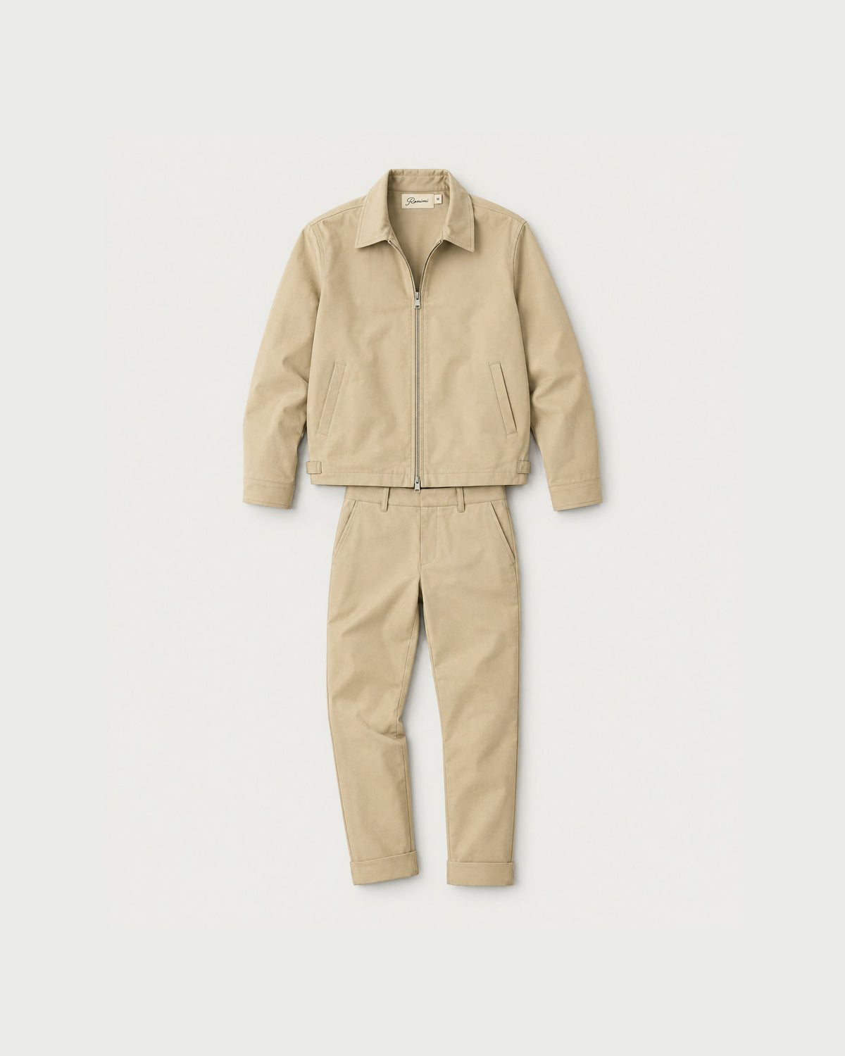 Romimi Slim Tech Suit in Beige, front view