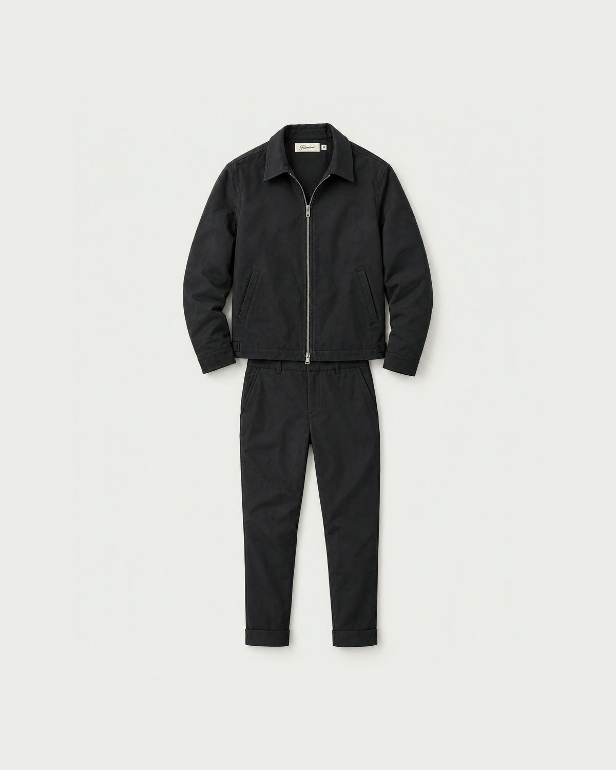 Romimi Slim Tech Suit in Black, front view
