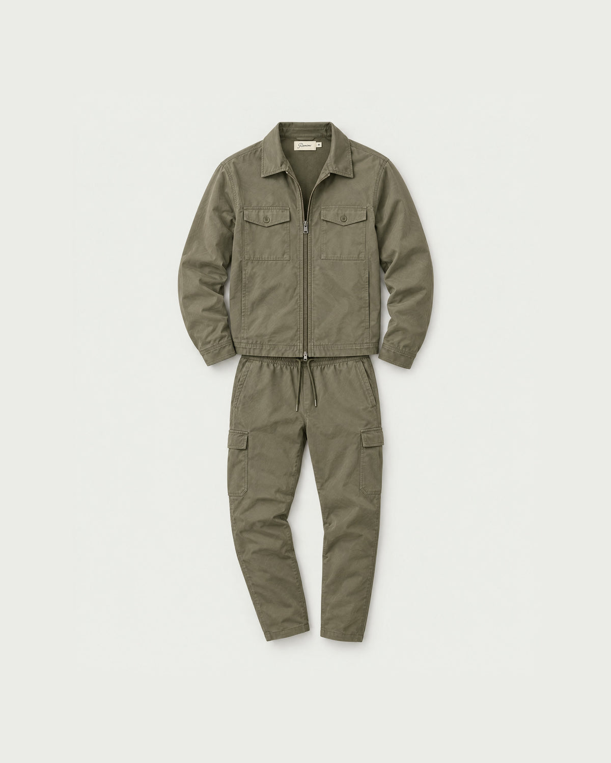 Romimi Tech Cargo Set in Khaki, front view