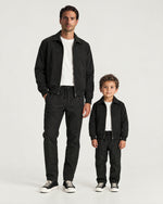 Romimi Tech Tracksuit in Black, father and son