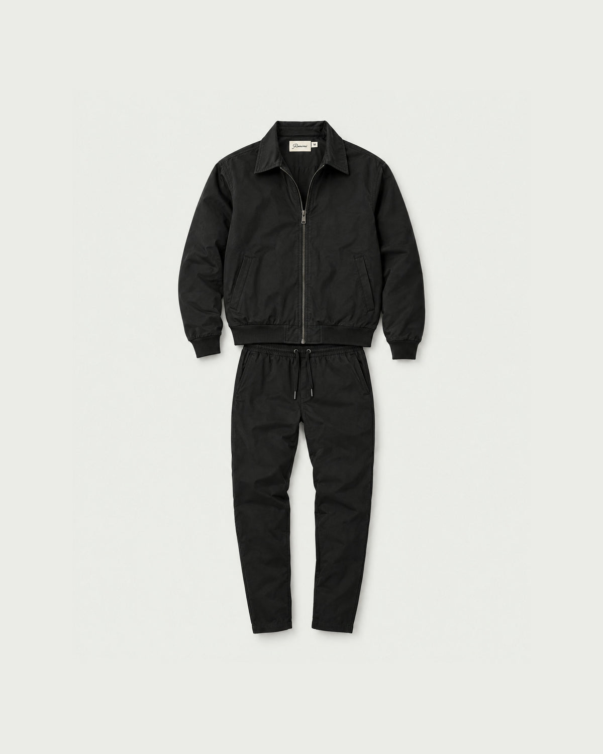 Romimi Tech Tracksuit in Black, front view