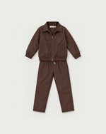 Romimi Tech Tracksuit for kids in Brown, front view
