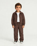 Romimi Tech Tracksuit for kids in Brown, worn